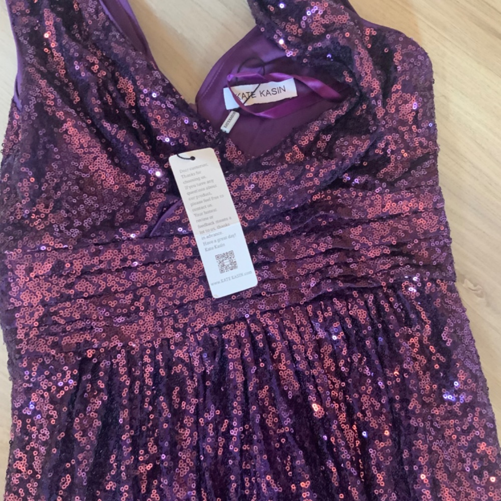 Kate Karin purple sequin Dance Prom Bridesmaid Fancy sleeveless dress New w/tags - Picture 10 of 12